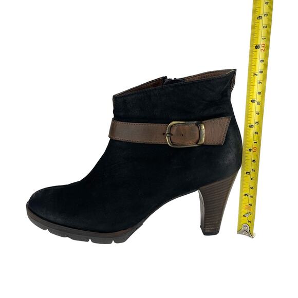 Paul Green Black Heeled Ankle Boot Sz 7.5 Leather Vintaged Finish Padded footbed - Picture 8 of 14